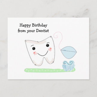 Cartão Postal Desejos de Aniversário do Dentista