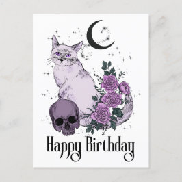 Cartão Postal Desejos de aniversário gótico de gato Goth