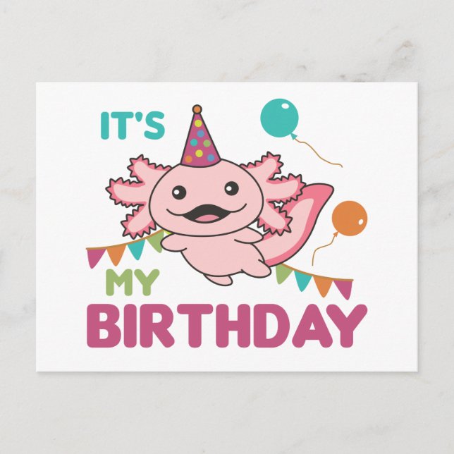Cartão Postal Desejos de Axolotl É Meu Aniversário Postagem de A (Frente)
