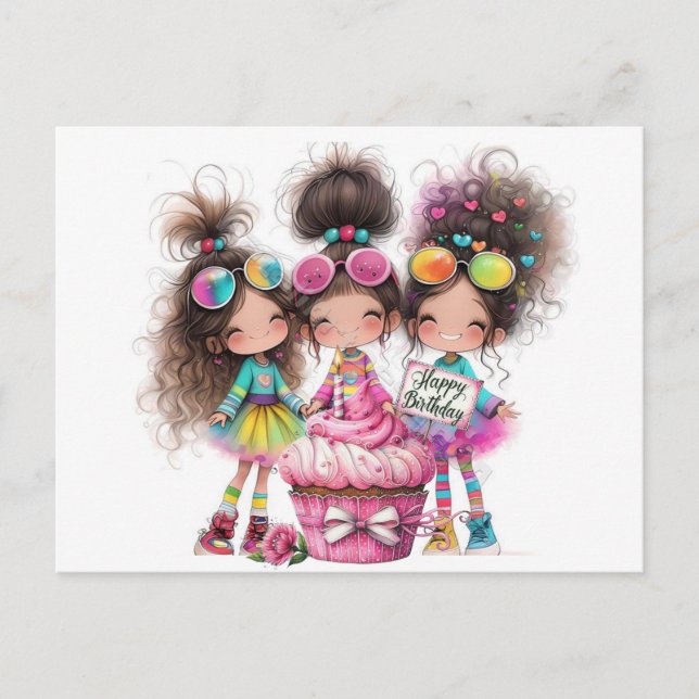 Cartão Postal Desejos de Feliz Aniversário (Frente)