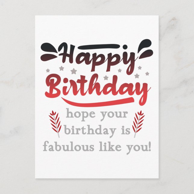 Cartão Postal Desejos de feliz aniversário motivacionais. (Frente)