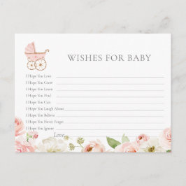 Cartão Postal Desejos do Chá de fraldas Floral Blush para Placa