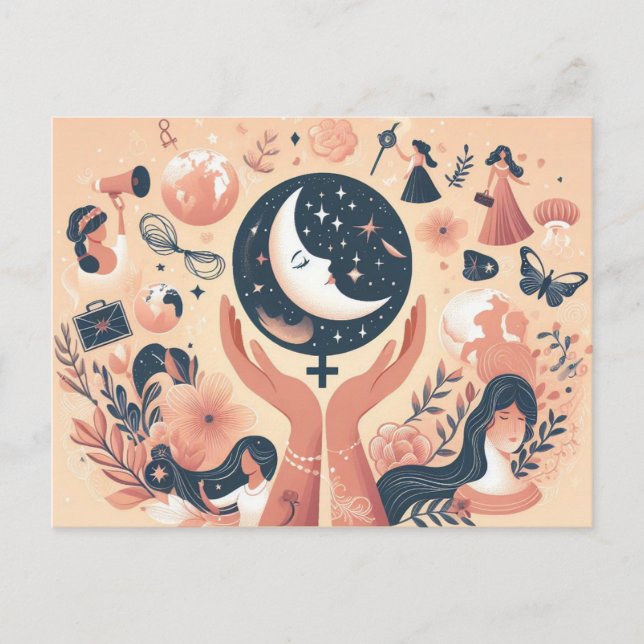 Cartão Postal Desejos do Dia Internacional da Mulher (Frente)