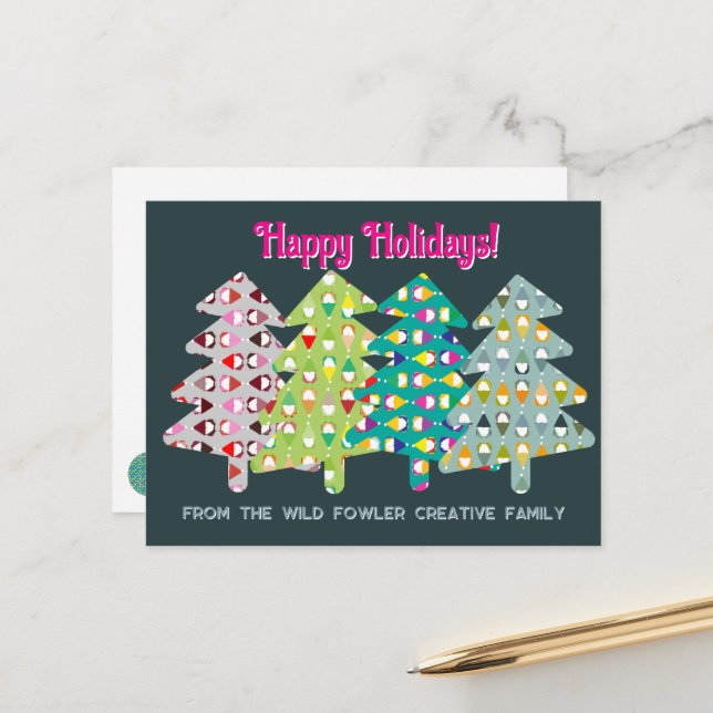 Cartão Postal Desejos do Feriado da Árvore Gnomo (Frente/Verso In Situ)