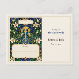 Cartão Postal Desejos do Livro de Visitas de Casamento do Pavão