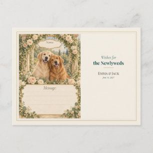Cartão Postal Desejos do Livro de Visitas do Casamento do Golden