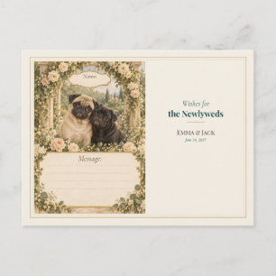Cartão Postal Desejos do Livro de Visitas do Casamento Pug