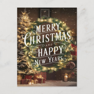 Cartão Postal Desejos Espelhantes: Um Natal e Ano Novo Festivo