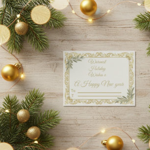 Cartão Postal Desejos Mais Quentes Elegante Ouro e Festas de Fim