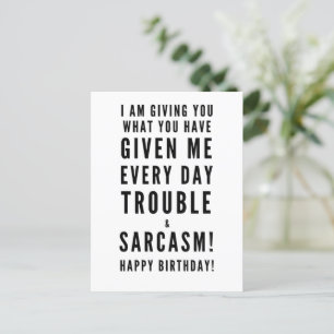 Cartão Postal Desejos sarcásticos de aniversário para melhores a