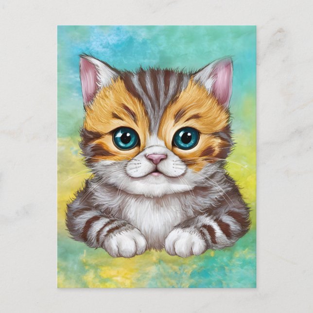 Cartão Postal Desenhando Gato (Frente)