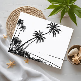 Cartão Postal Desenho à Caneta da Praia com Palmeira
