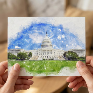 Cartão Postal Desenho a Pastel do Capitólio dos Estados Unidos