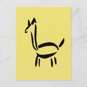 Cartão Postal Desenho a Pincel Llama Alpaca Cavalo Animal