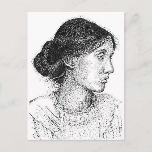Cartão Postal Desenho a tinta de 2004 de Virgina Woolf (Frente)
