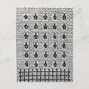 Cartão Postal Desenho a Tinta de Edifício de Tijolo