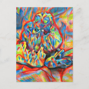 Cartão Postal Desenho abstrato de lápis colorido de cristais art