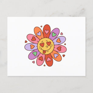Cartão Postal desenho animado borrifado hippie amante margarida