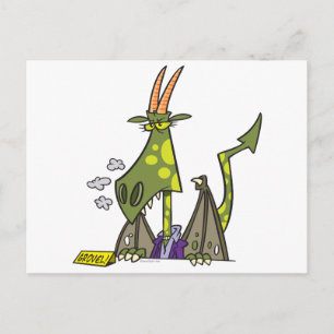 Cartão Postal desenho animado de atitude da dama do dragão