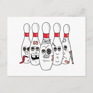 Cartão Postal desenho animado de boliches feridas