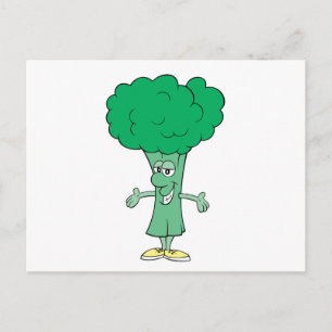 Cartão Postal desenho animado de brócolis bobo feliz