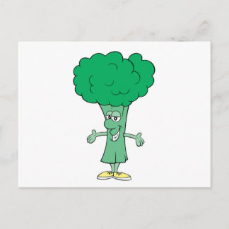 Cartão Postal desenho animado de brócolis bobo feliz