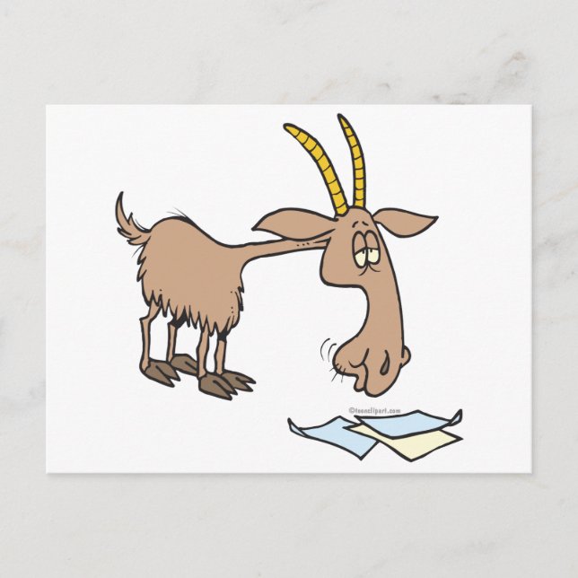 Cartão Postal desenho animado de cabra faminto (Frente)