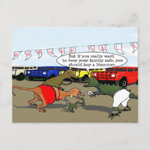 Cartão Postal Desenho Animado de Dinossauro Não sendo Pro-Ambien