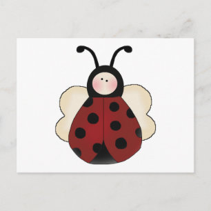 Cartão Postal desenho animado de joaninha redonda fofa boba