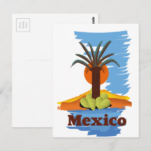 Cartão Postal Desenho animado de palmeira mexicano vintage
