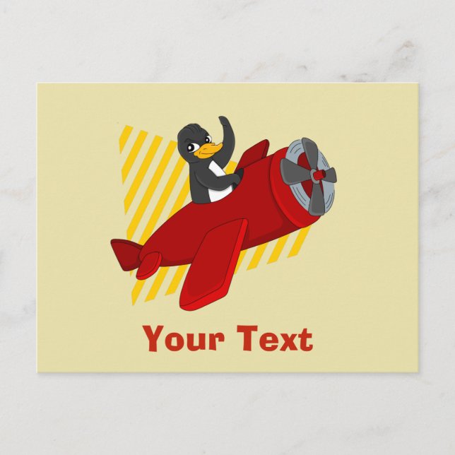 Cartão Postal Desenho animado de pinguim voador (Frente)