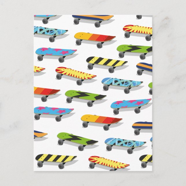 Cartão Postal Desenho animado de skate. (Frente)