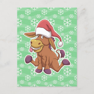 Cartão Postal Desenho animado do burro de Natal
