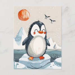 Cartão Postal desenho animado Penguin no gelo Floe