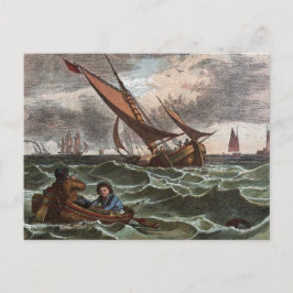 Cartão Postal Desenho Antigo: Tempestade no Mar