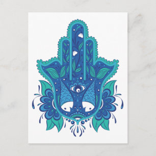 Cartão Postal Desenho Azul Hamsa