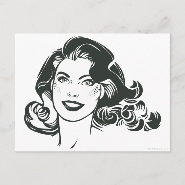 Cartão Postal Desenho branco e preto da supermenina 2 (Frente)