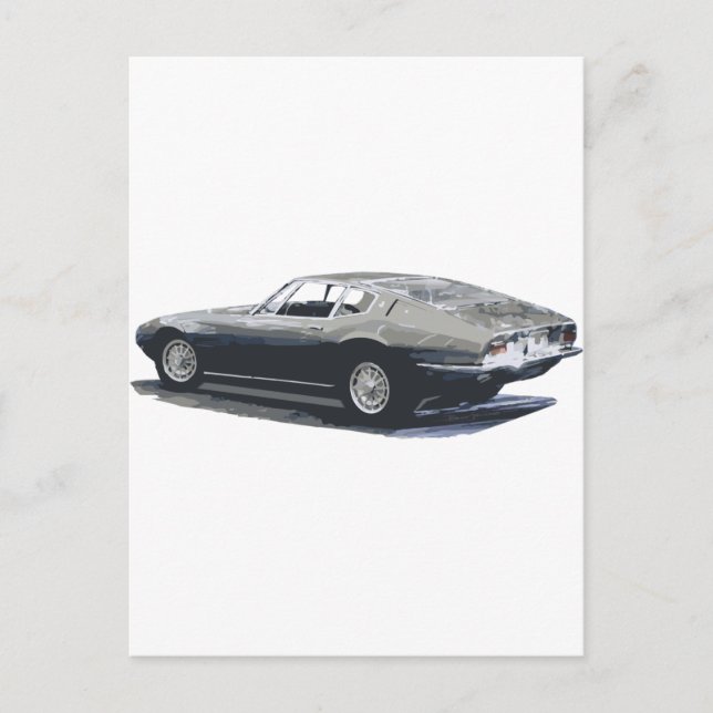 Cartão Postal Desenho Clássico Maserati Ghibli (Frente)