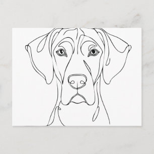 Cartão Postal Desenho da cabeça de um Great Dane II