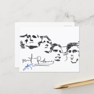 Cartão Postal Desenho da Linha do Memorial Nacional Mount Rushmo