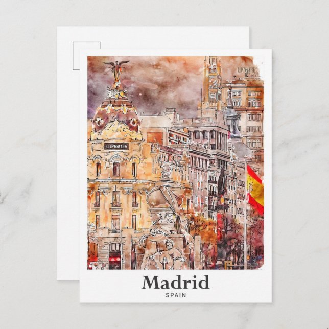 Cartão Postal Desenho Da Mão D'Água Da Espanha De Arte De Madrid (Frente/Verso)