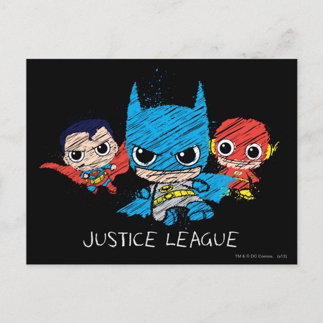 Cartão Postal Desenho da Mini Justice League (Frente)