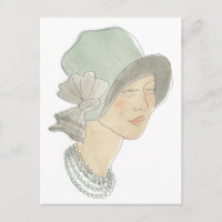 Desenho da Moda Flapper - Mulher com chapéu