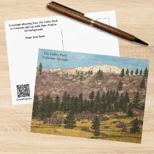 Cartão Postal Desenho da paisagem do Colorado com caneta e lápis