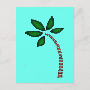 Cartão Postal Desenho da palmeira castanha e verde