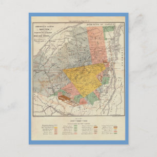 Cartão Postal Desenho da pesquisa do Adirondack - Mapa Colvin do