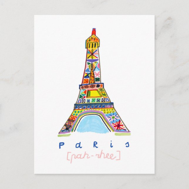 Cartão Postal Desenho da Ponta do Felt de Paris (Frente)