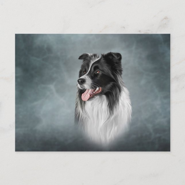 Cartão Postal Desenho da raça Cachorro Collie (Frente)