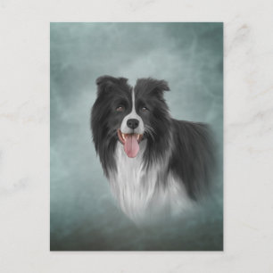 Cartão Postal Desenho da raça Cachorro Collie