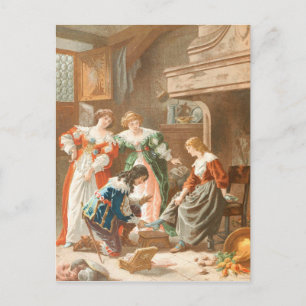 Cartão Postal Desenho da Vintage: Cinderela e o Slipper de Vidro